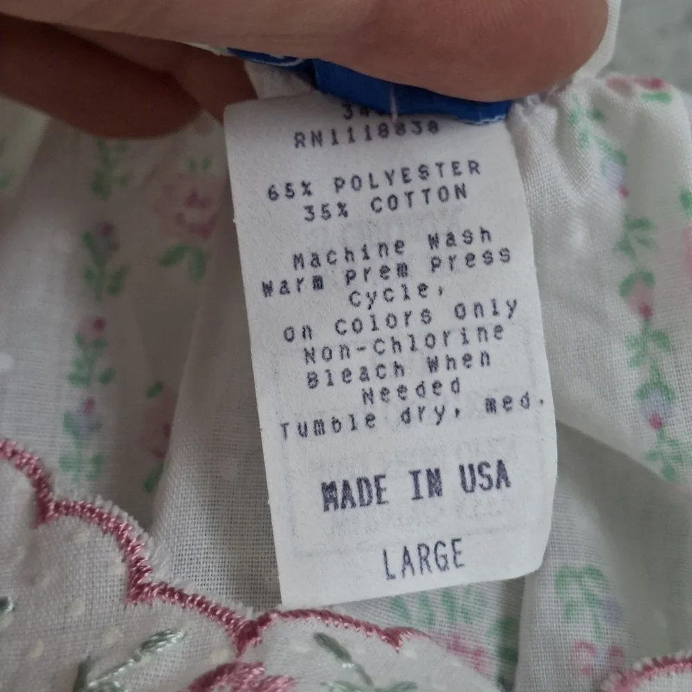 NEW VTG Daméa Rose Floral Classic Sissy Nightgown Size L Lace Trim Embroidery